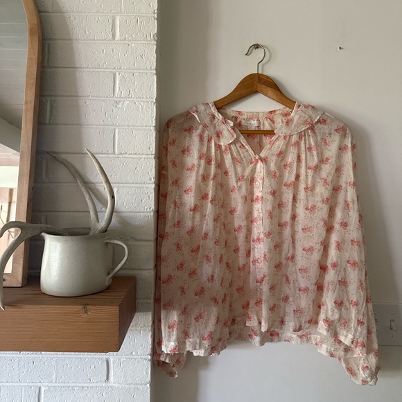 Doen Cream and Pink Floral Blouse - Picture 1 of 4